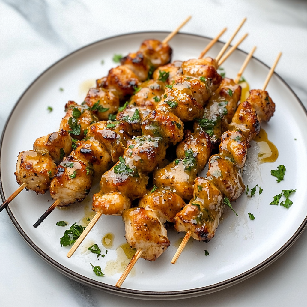 Recipe preparation for Garlic Parmesan Chicken Skewers