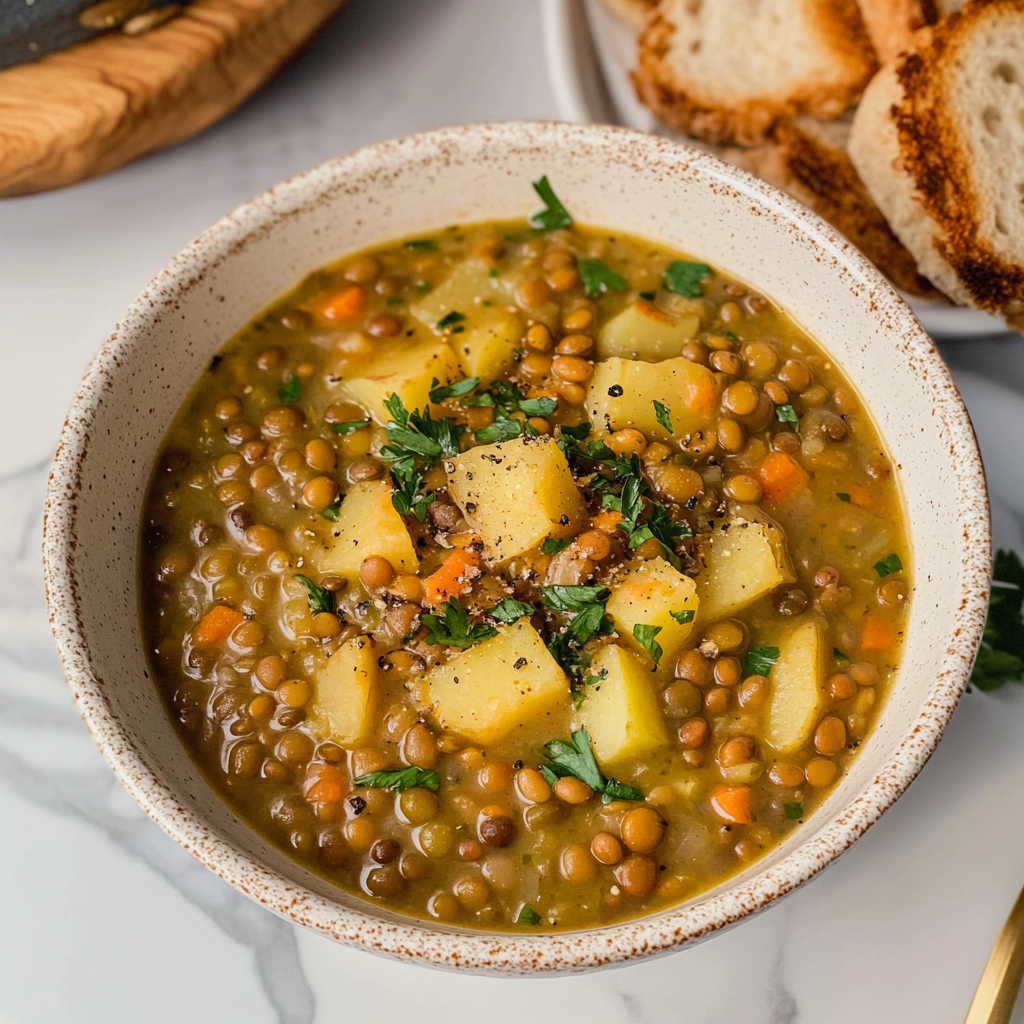 Recipe preparation for Lentil Potato Soup