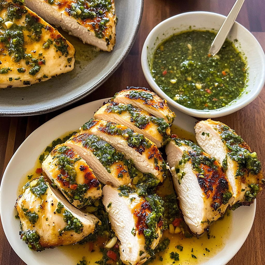 Recipe preparation for Chimichurri Chicken with Garlic