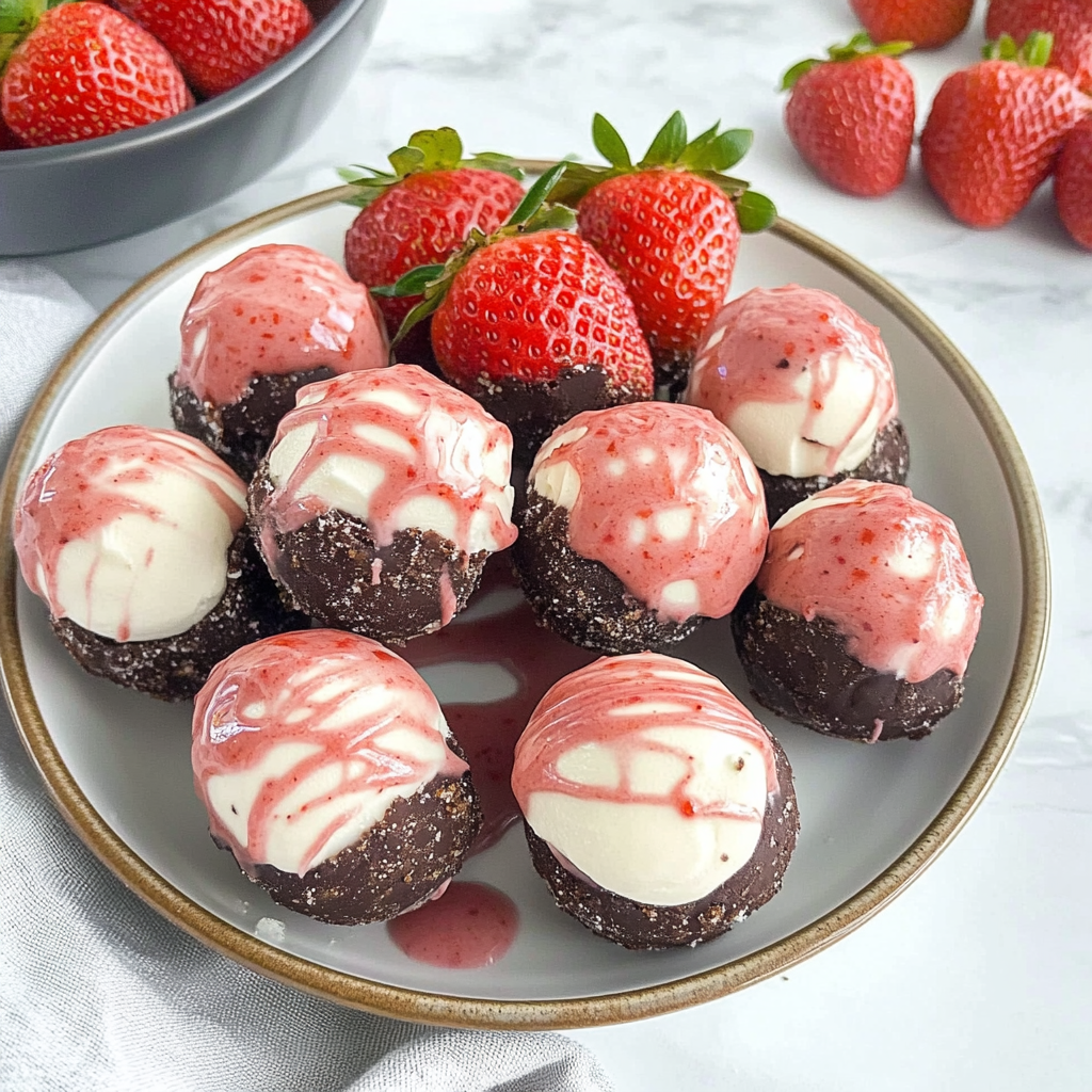 Recipe preparation for Strawberry Cheesecake Truffle Bombs