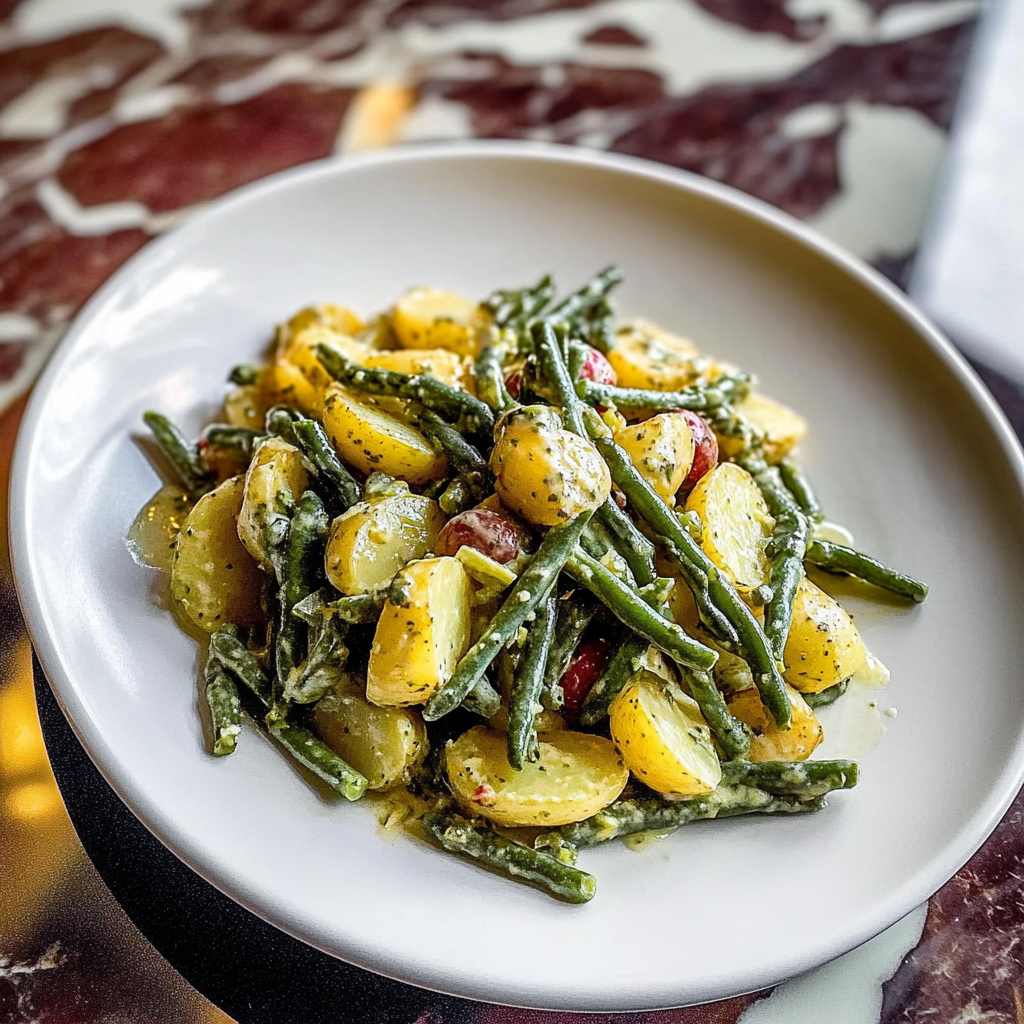 Recipe preparation for French-Style Potato and Green Bean Salad
