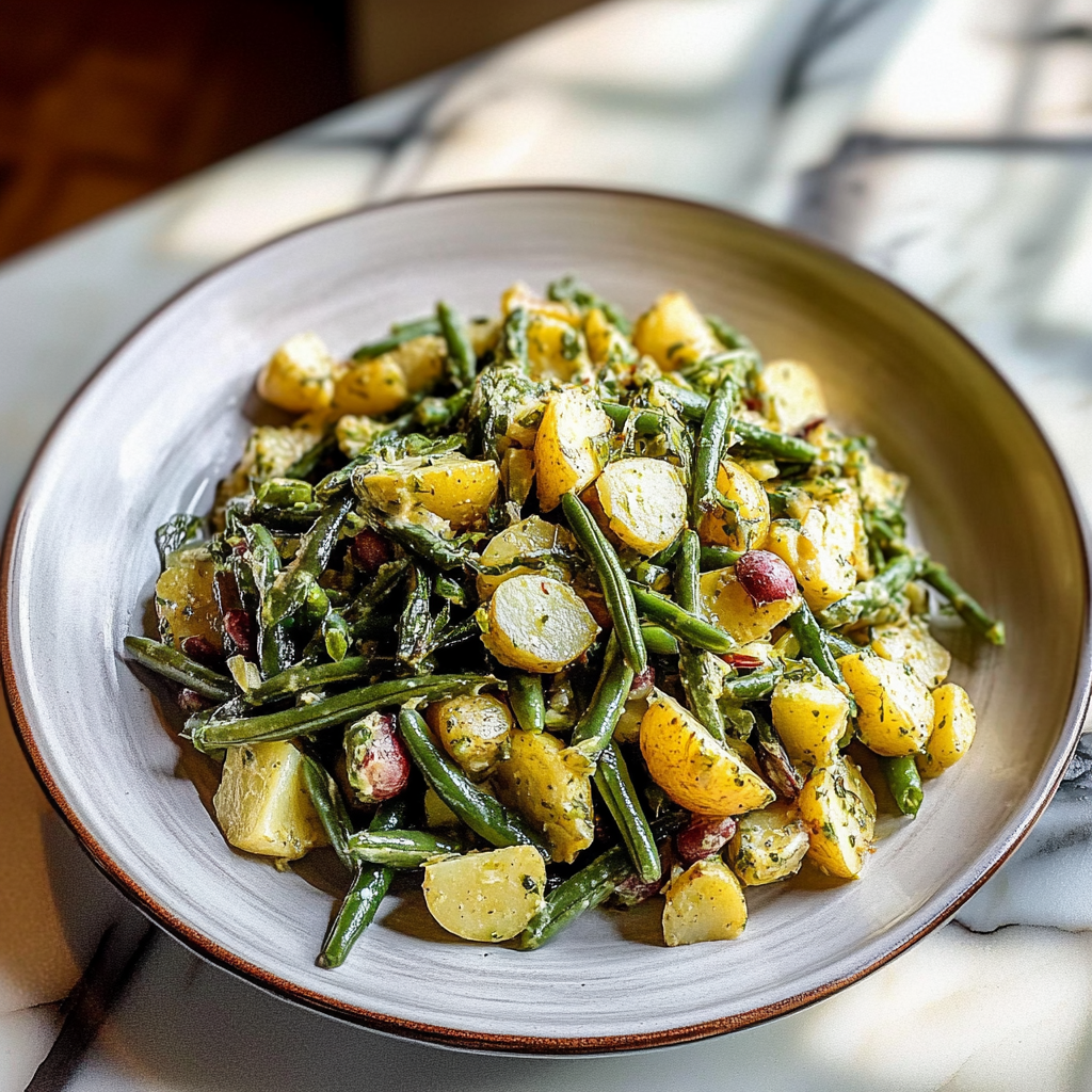 Recipe preparation for French-Style Potato and Green Bean Salad