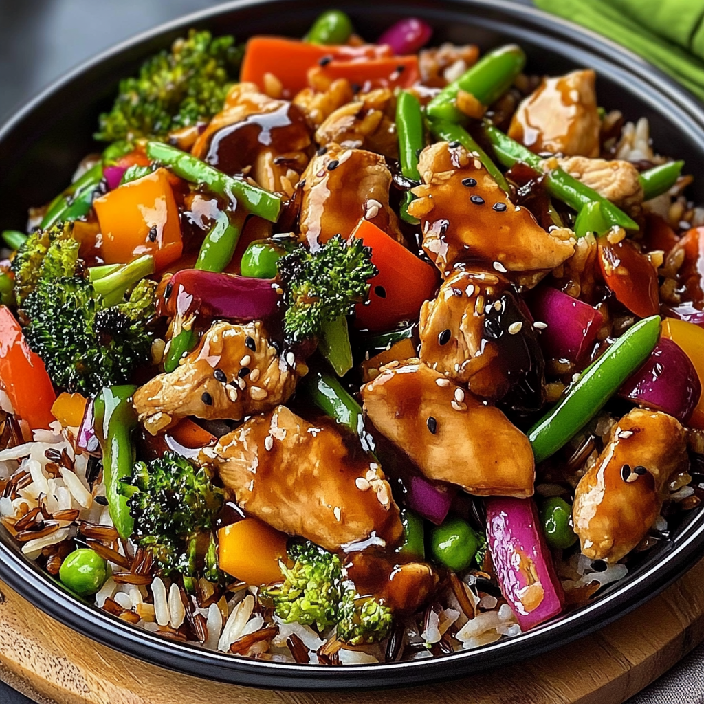 Recipe preparation for Next-Level Teriyaki Chicken Stir-Fry with Rainbow Veggies & Wild Rice