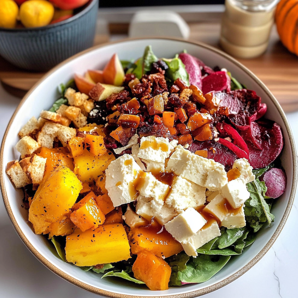 Recipe preparation for Fall Harvest Salad with Maple Dressing