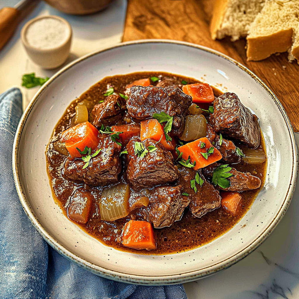 Recipe preparation for French Country Beef & Red Wine Stew