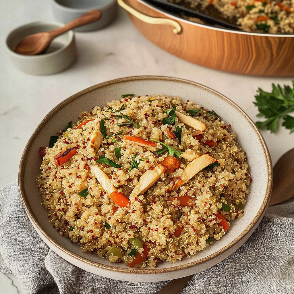 Recipe preparation for Holiday Herb Quinoa Pilaf