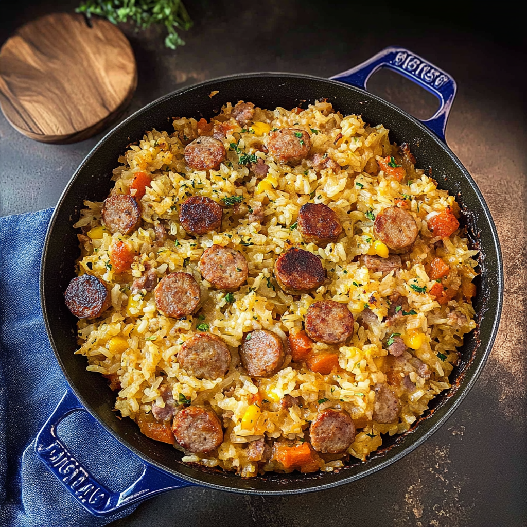 Recipe preparation for Sausage and Rice Casserole