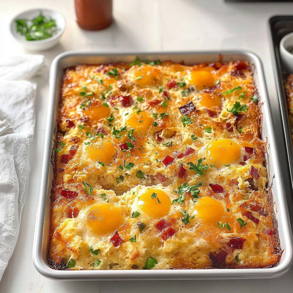 Recipe preparation for Sheet Pan Breakfast Bake (for Christmas Morning)