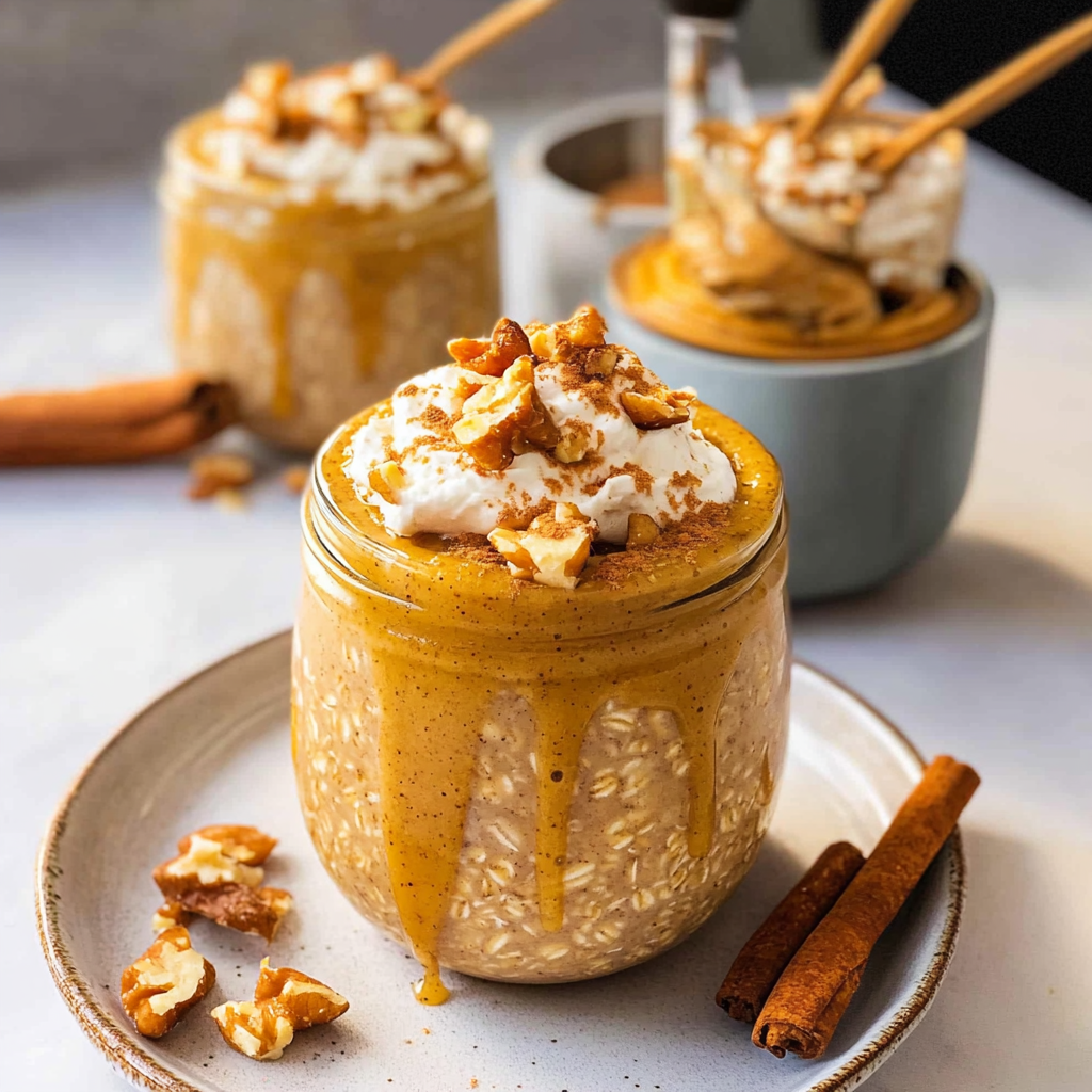 Recipe preparation for pumpkin spice overnight oats