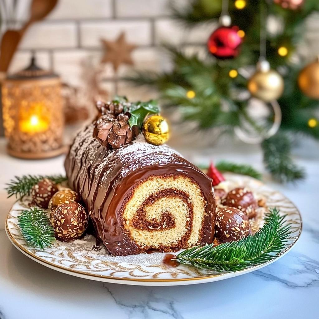 Recipe preparation for Chocolate Hazelnut Christmas Log