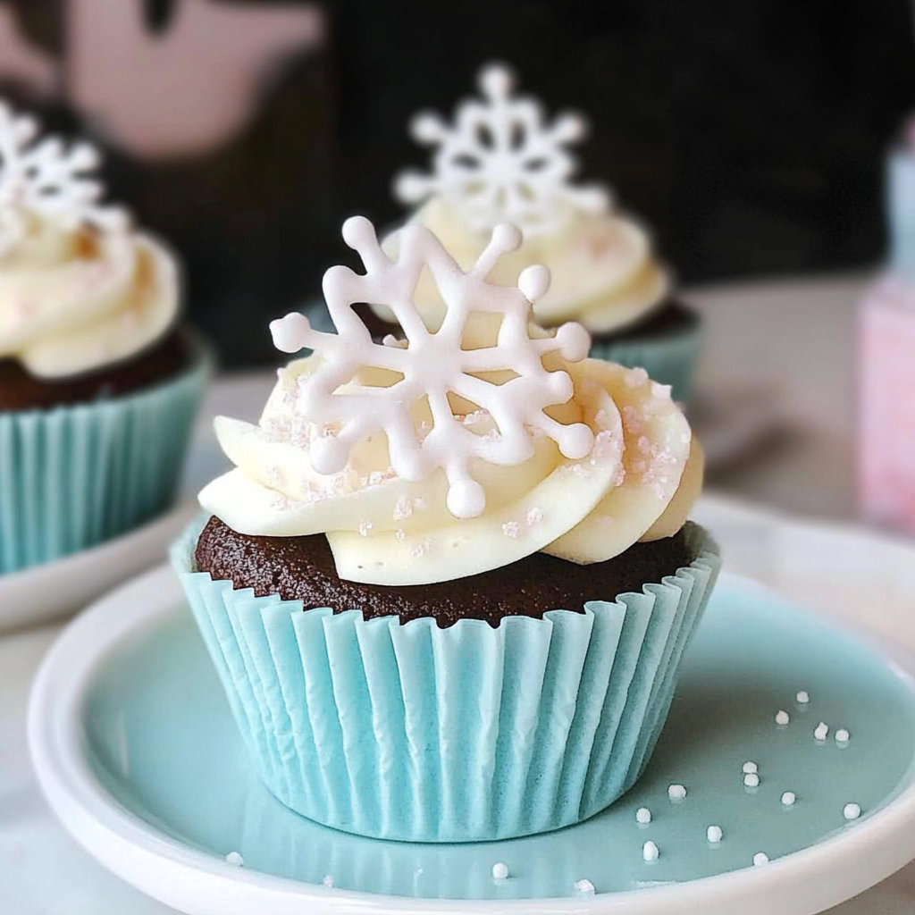 Recipe preparation for Almond Snowflake Cupcakes