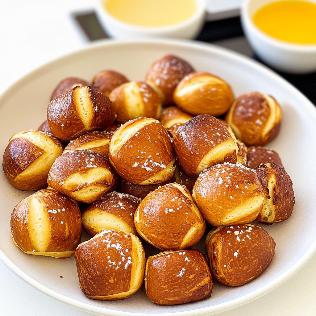 Recipe preparation for Soft homemade pretzel bites