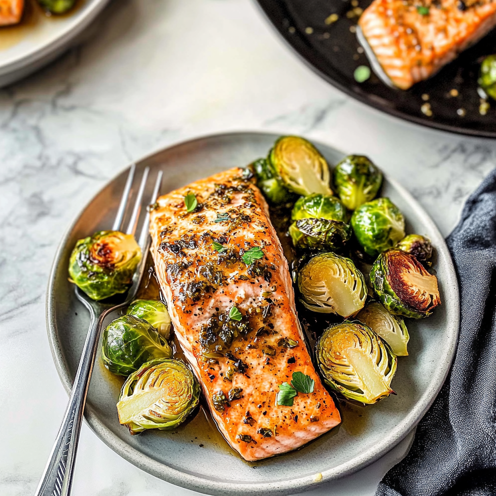 Recipe preparation for sheet-pan salmon with brussels sprouts