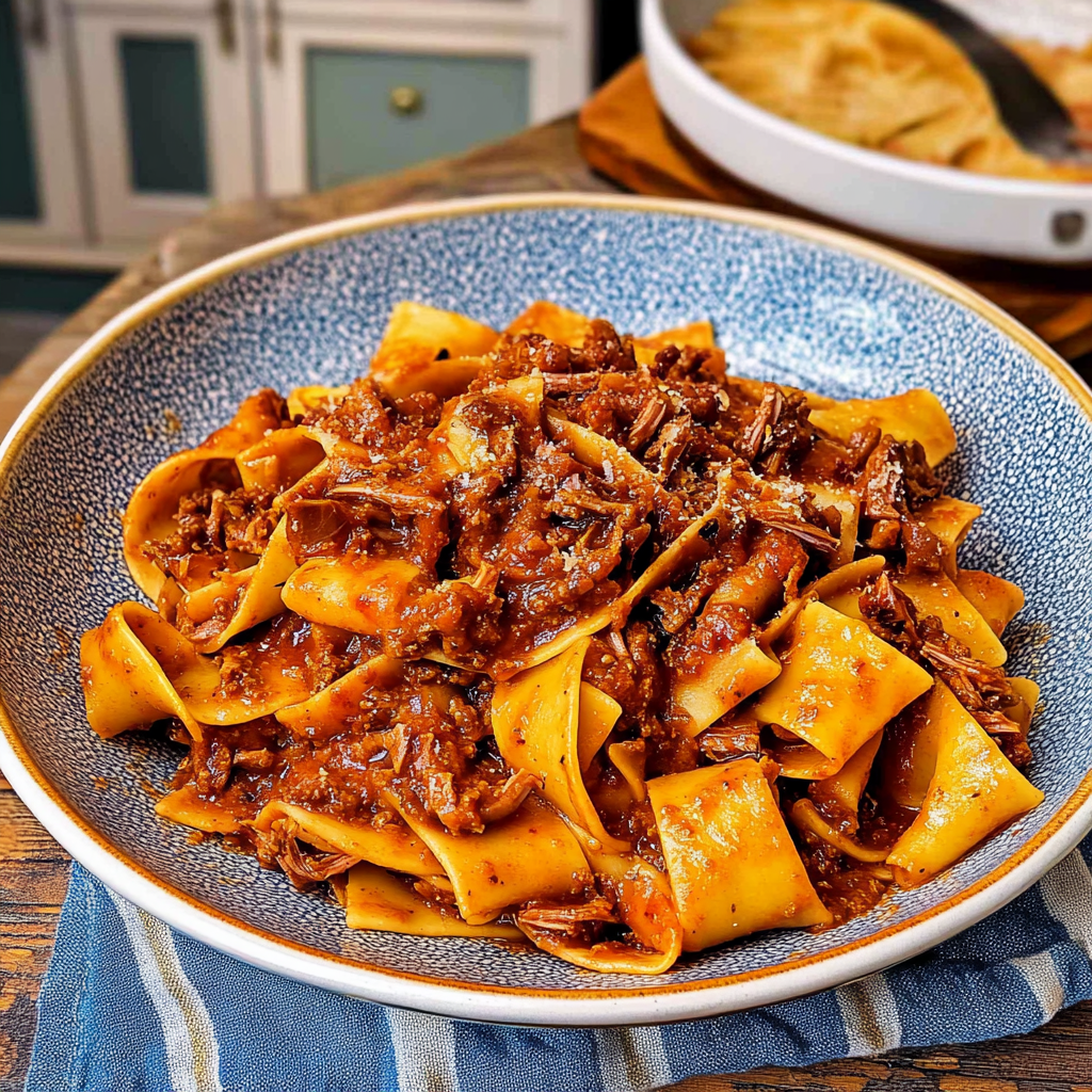 Recipe preparation for Wild Boar Ragù with Pappardelle