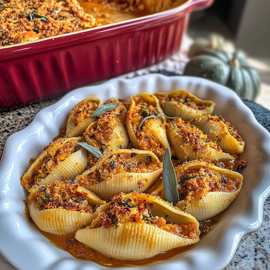 Recipe preparation for Pumpkin & Sage Stuffed Shells