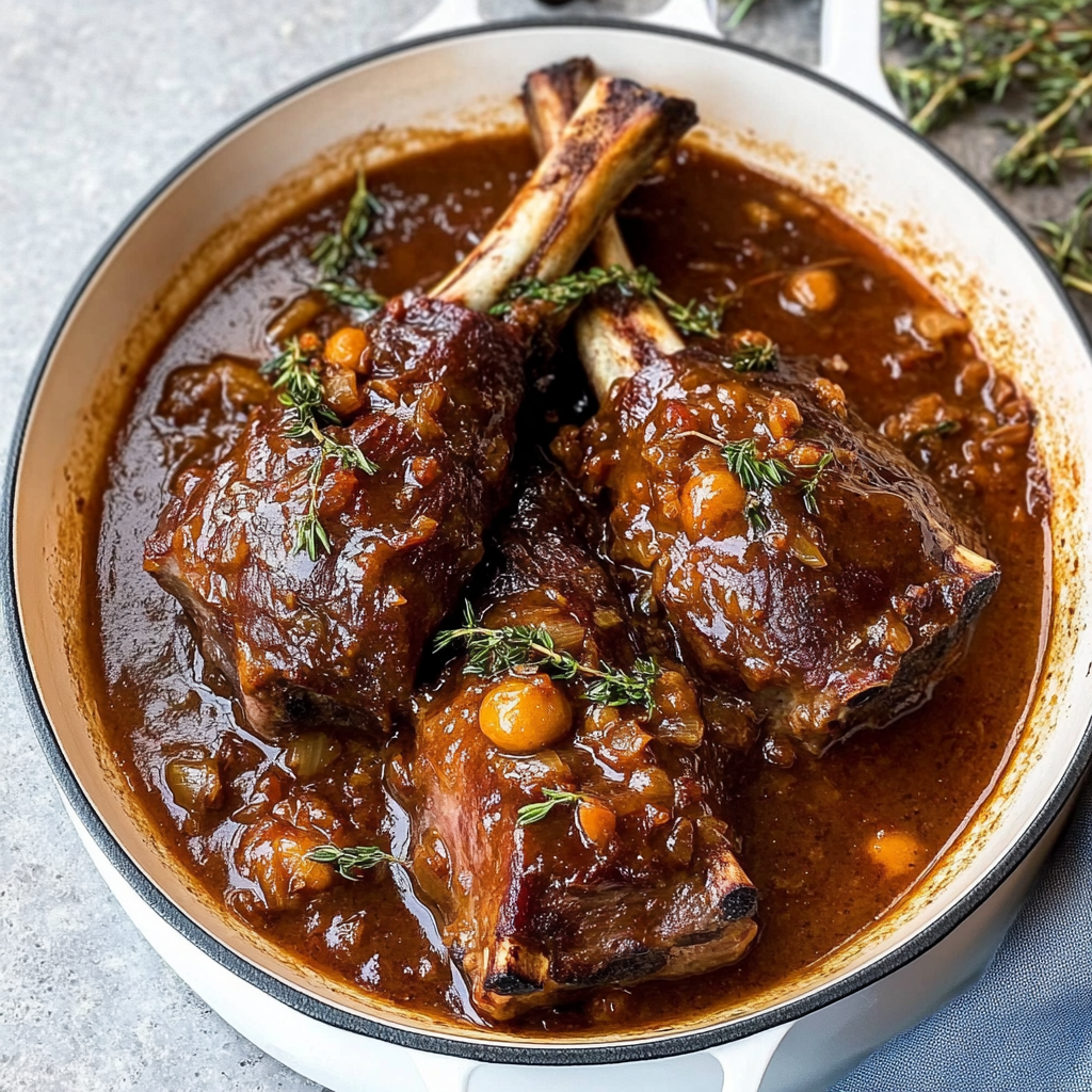 Recipe preparation for Slow-Cooked Lamb Shanks