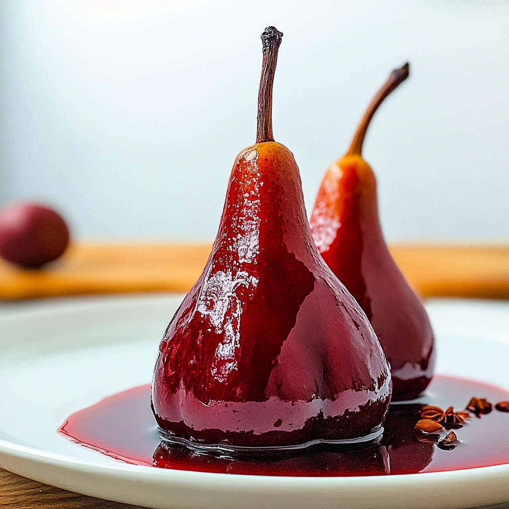 Recipe preparation for Mulled Wine Poached Pears