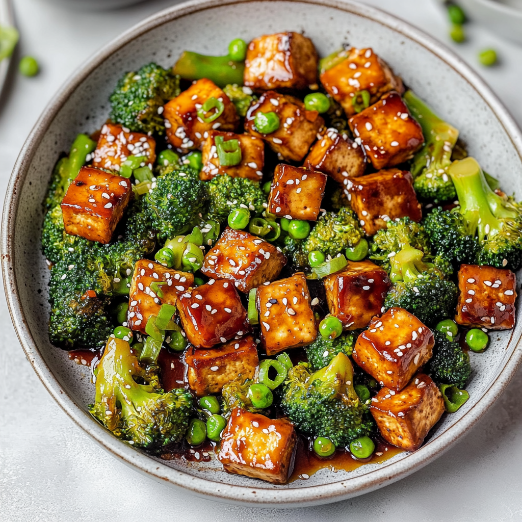 Recipe preparation for Sheet Pan Sesame Ginger Tofu with Broccoli & Snap Peas