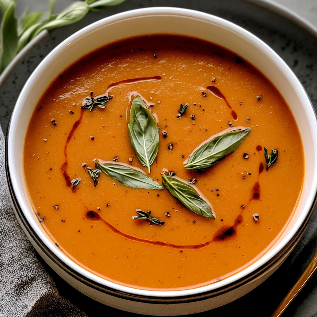 Recipe preparation for Slow Cooker Creamy Roasted Red Pepper & Basil Soup