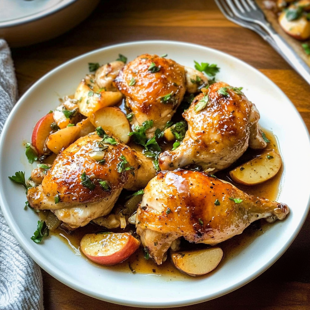 Recipe preparation for 30 minute Apple Cider Glazed Chicken Skillet