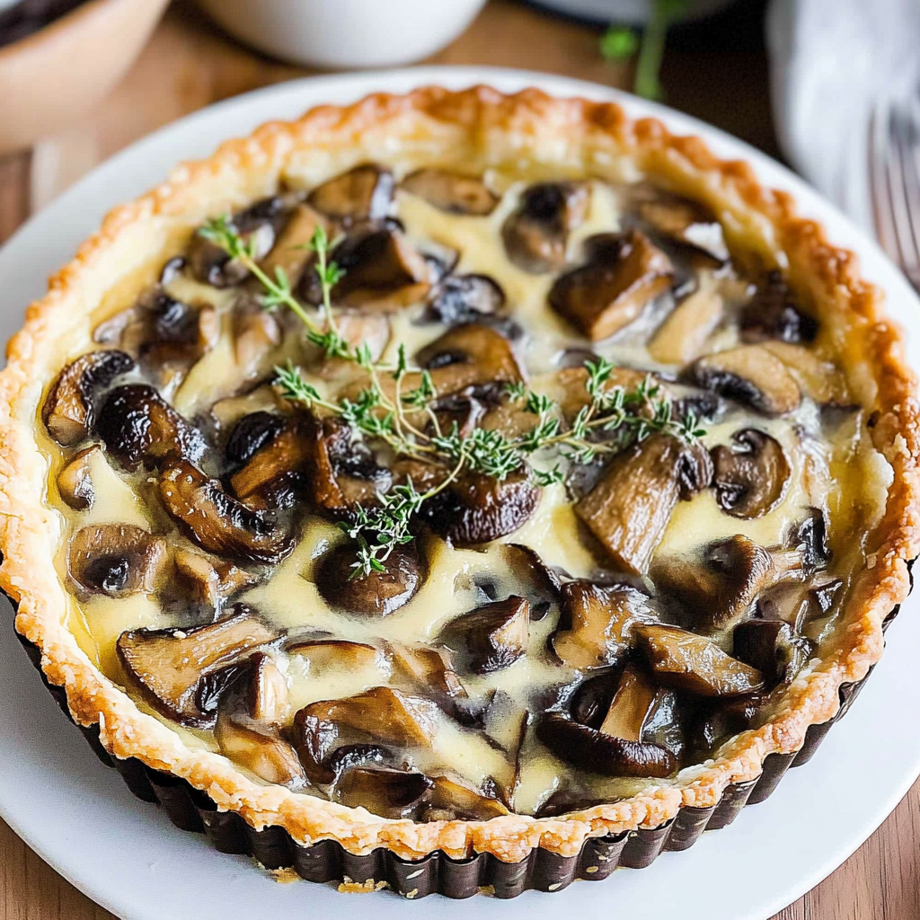Recipe preparation for Truffle & Mushroom Tart