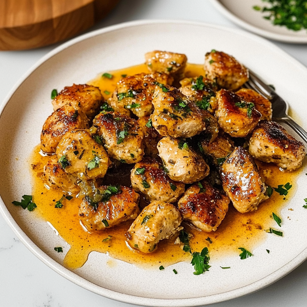 Recipe preparation for Garlic Butter Turkey Bites