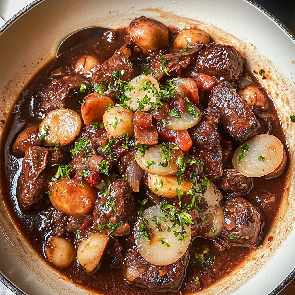 Recipe preparation for Beef Bourguignon