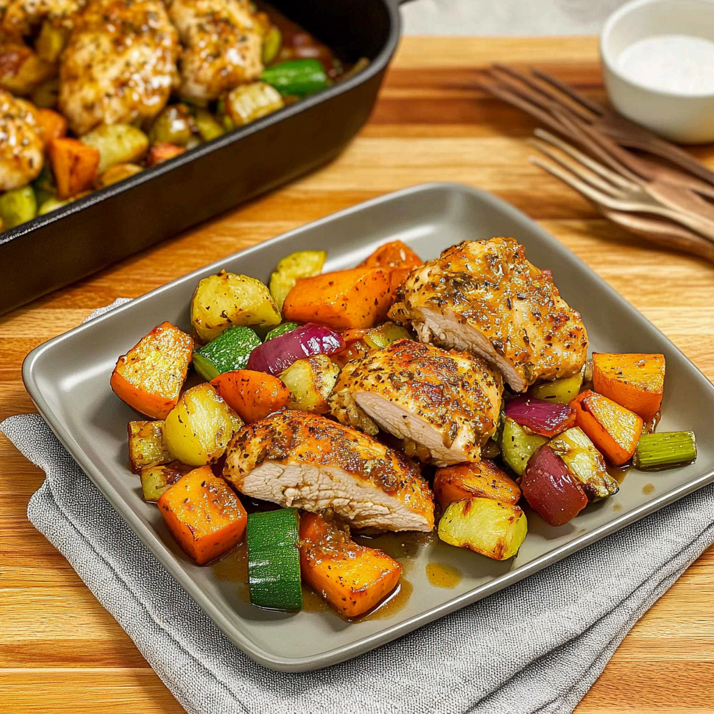 Recipe preparation for Sheet Pan Chicken and Vegetables (Fall Colors)