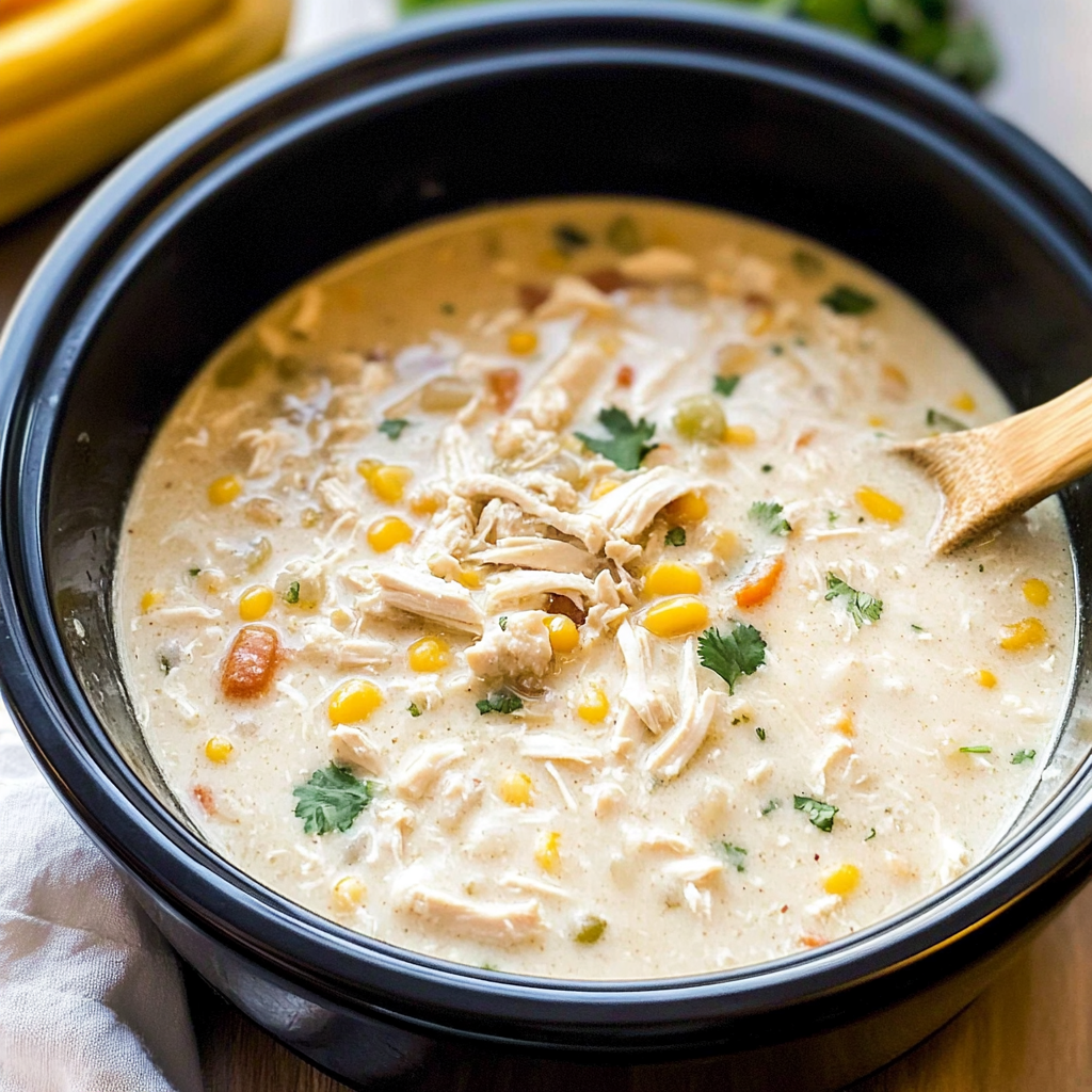 Recipe preparation for Slow Cooker Creamy White Chicken Chili