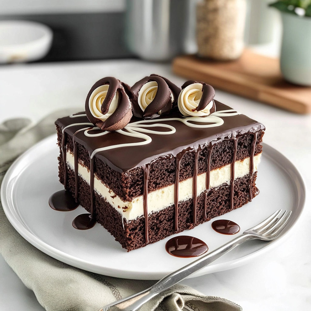 Recipe preparation for Tuxedo Bar Cake