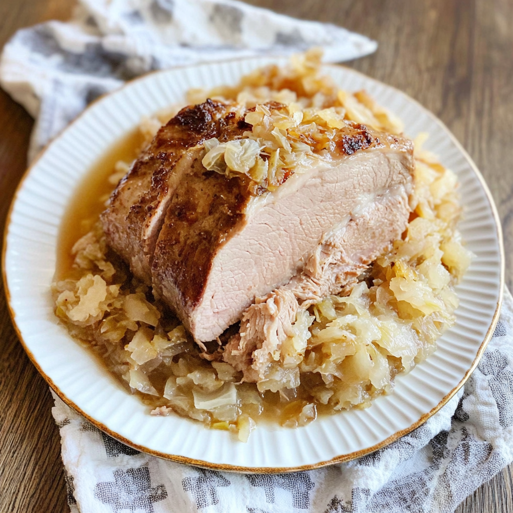 Recipe preparation for German Pork Loin Roast with Sauerkraut Recipe
