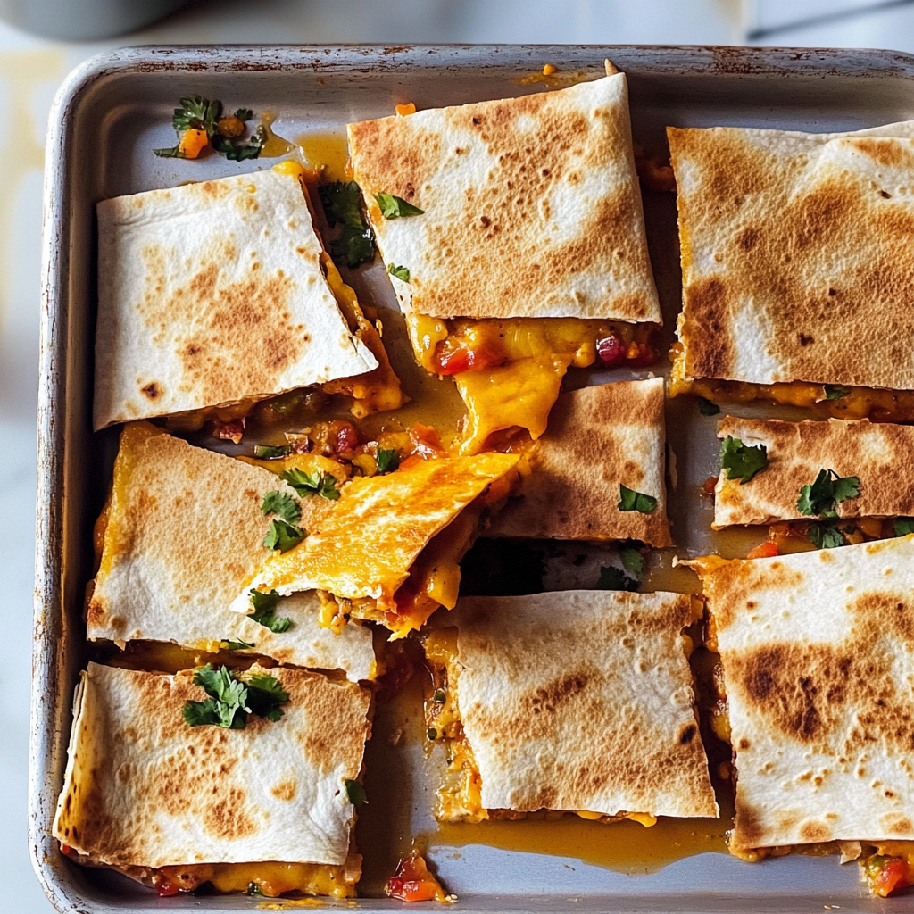 Recipe preparation for Fast Sheet Pan Quesadillas