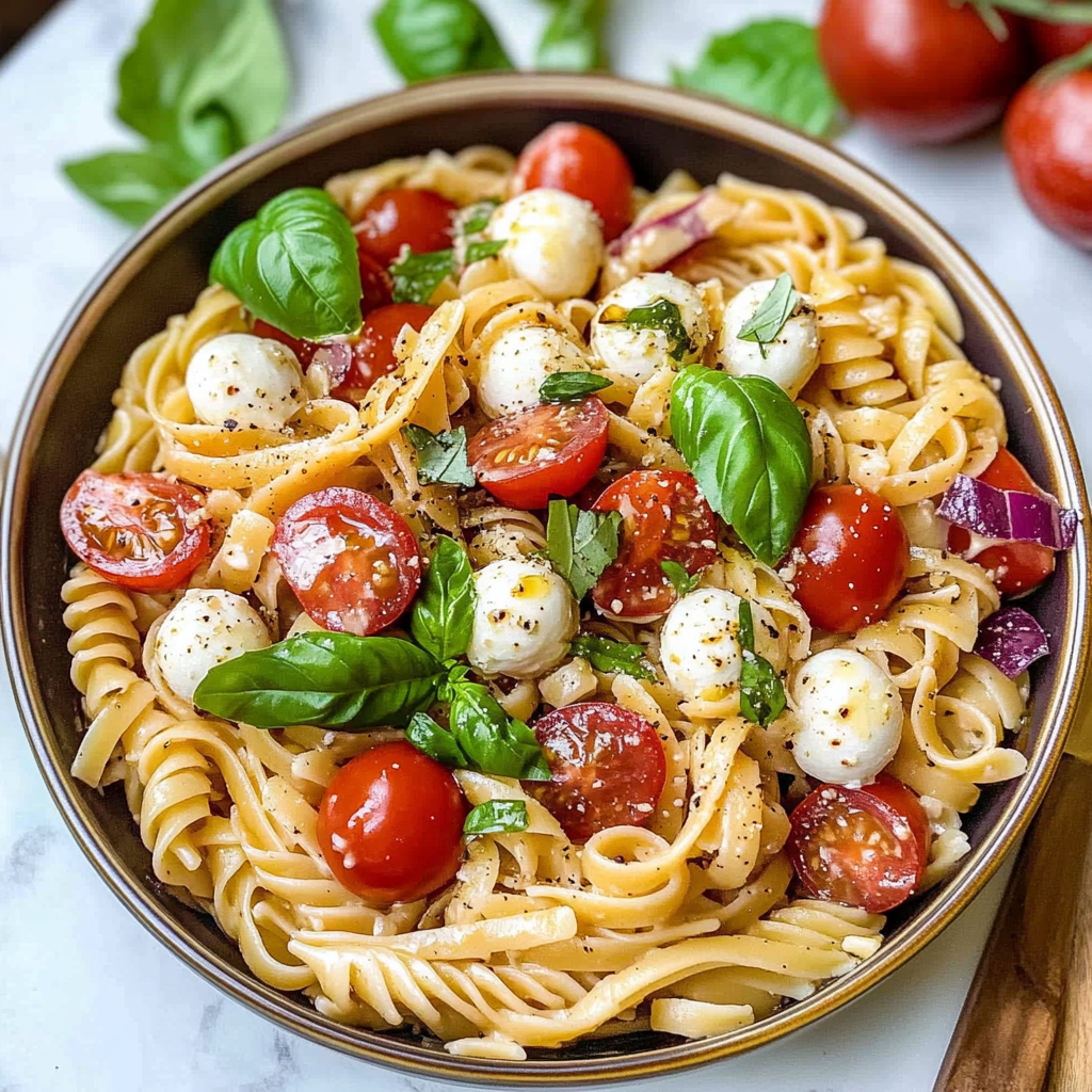 Recipe preparation for Caprese Pasta