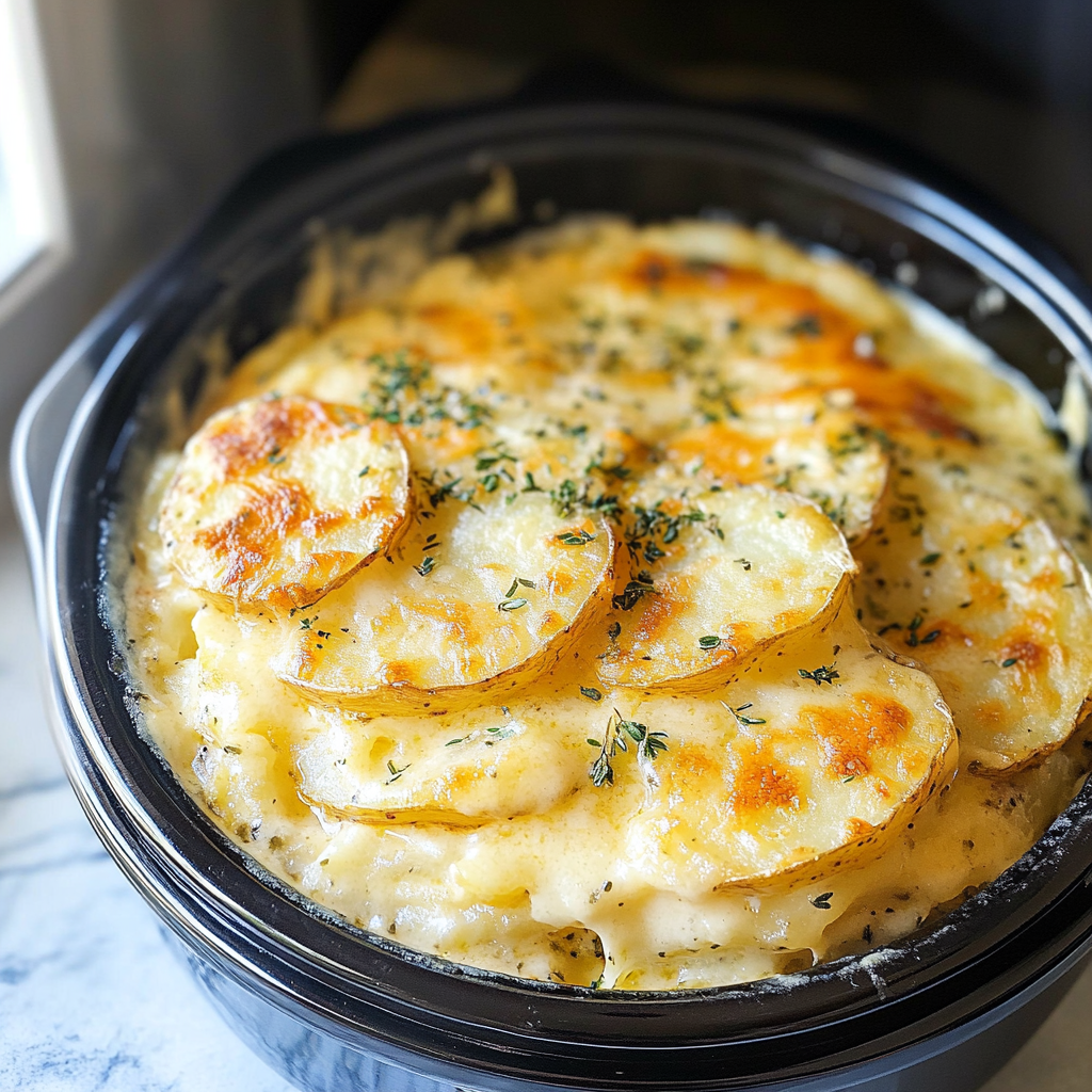 Recipe preparation for Slow Cooker Scalloped Potatoes