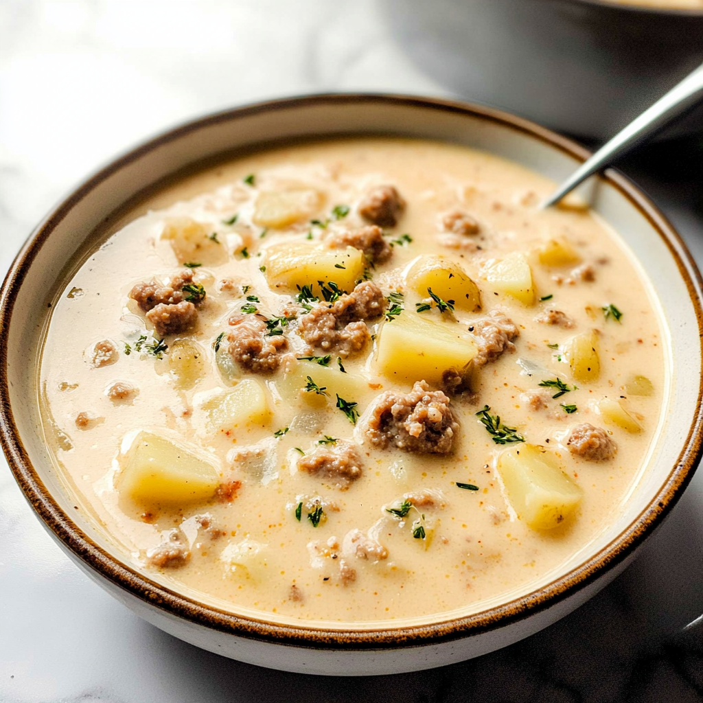 Recipe preparation for creamy sausage potato soup