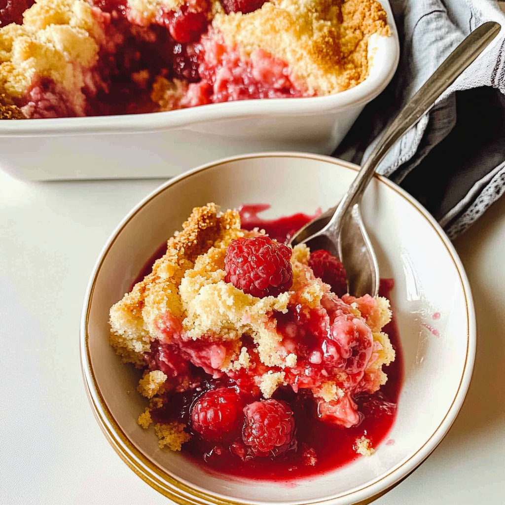 Recipe preparation for Raspberry Dump Cake