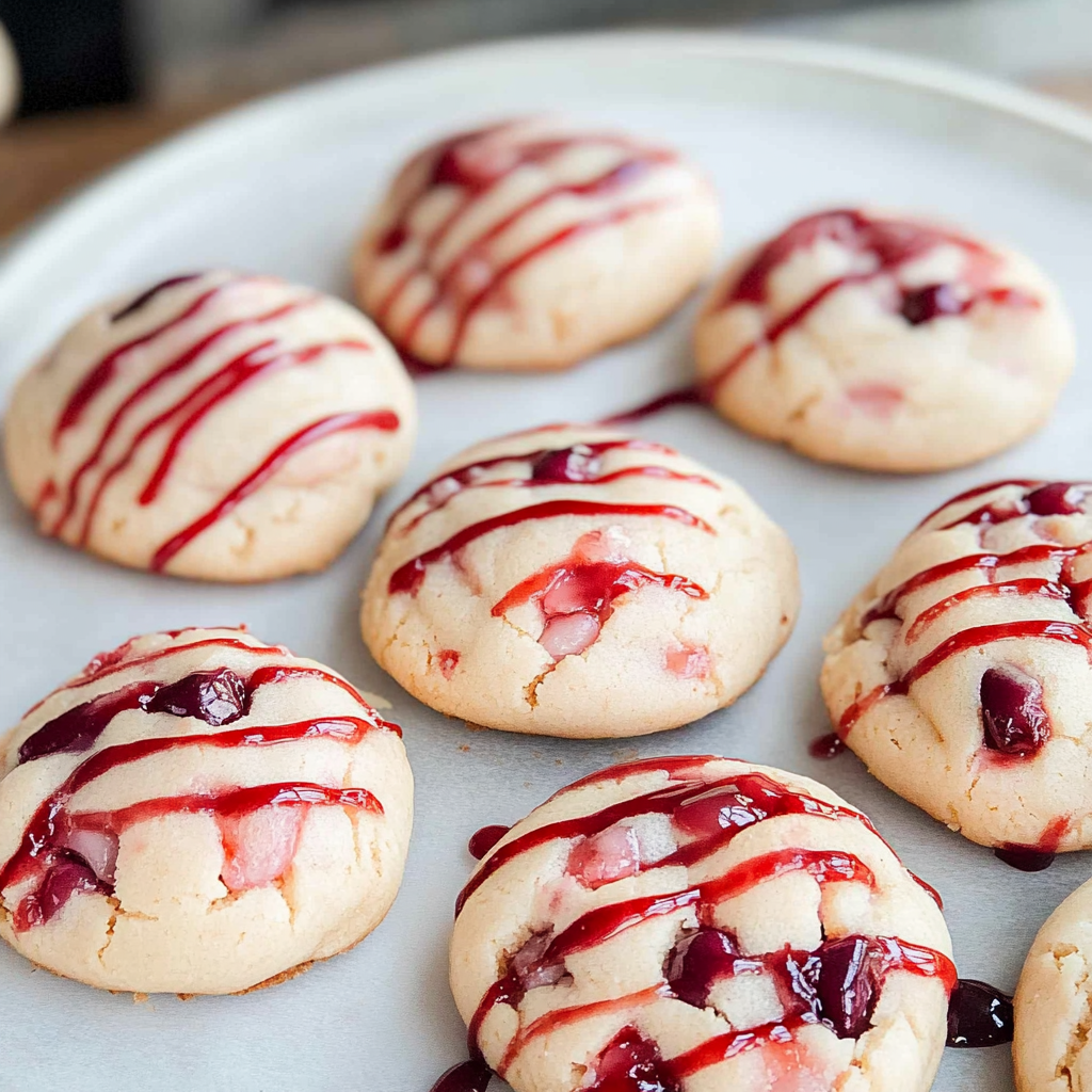 Recipe preparation for Soft cream cheese cherry almond cookies
