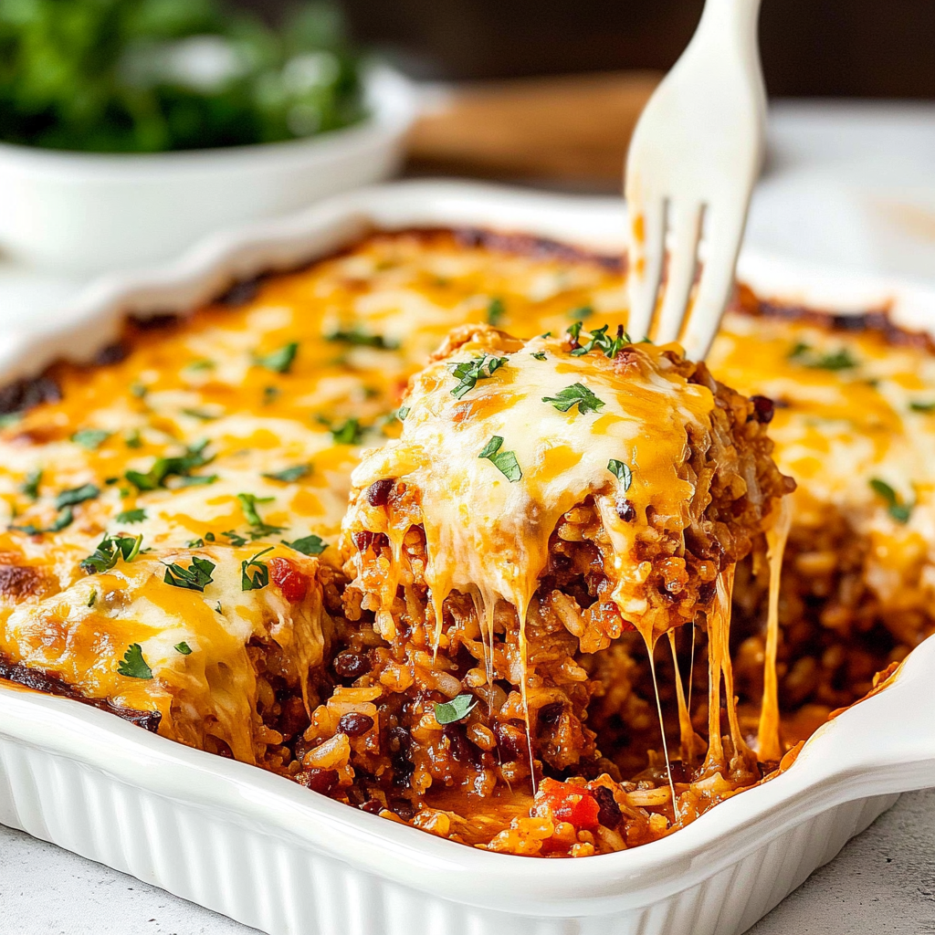Recipe preparation for Taco Rice Casserole