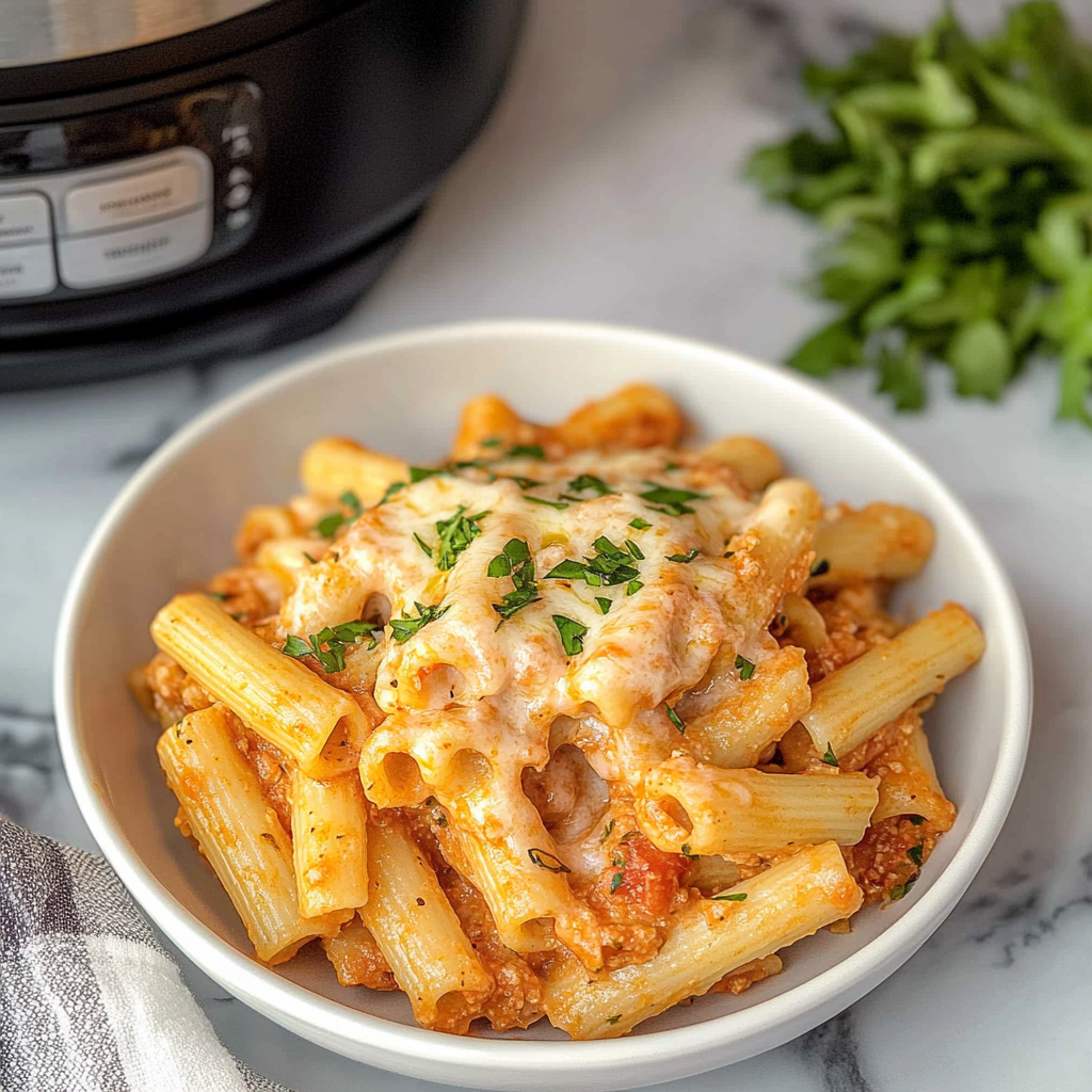Recipe preparation for Instant Pot Dump and Start Creamy Ziti