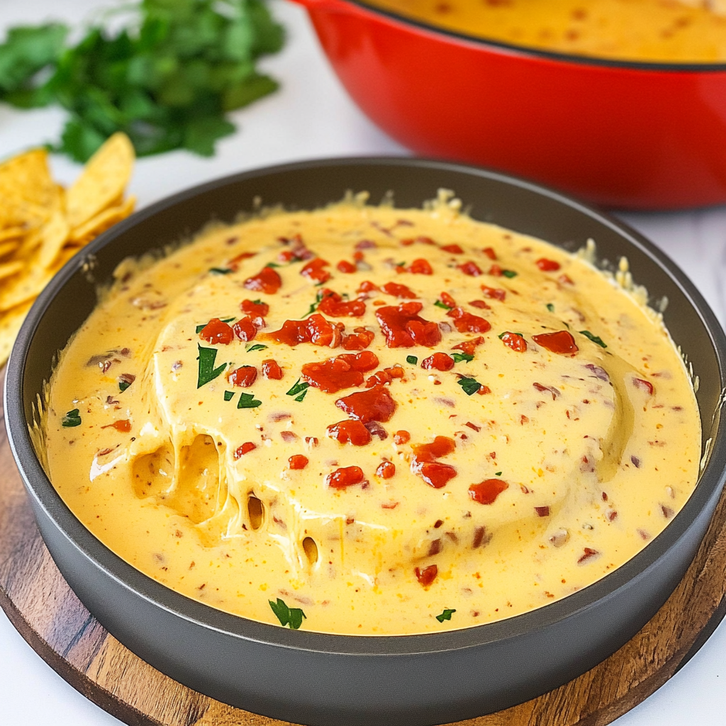 Recipe preparation for 2 Ingredient Velveeta Queso with Rotel