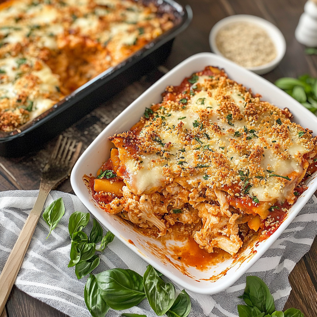 Recipe preparation for Chicken Parmesan Casserole