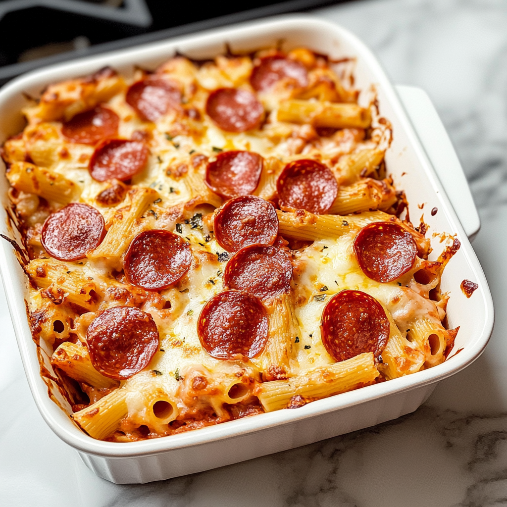 Recipe preparation for Pizza Pasta Casserole