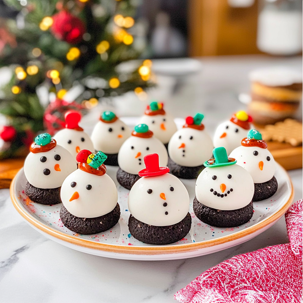 Recipe preparation for Snowman Oreo Balls
