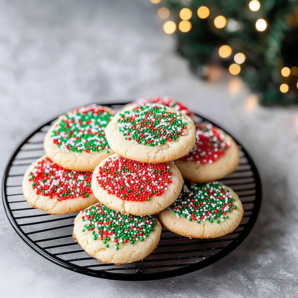 Recipe preparation for Stacked Christmas Sprinkle Cookies