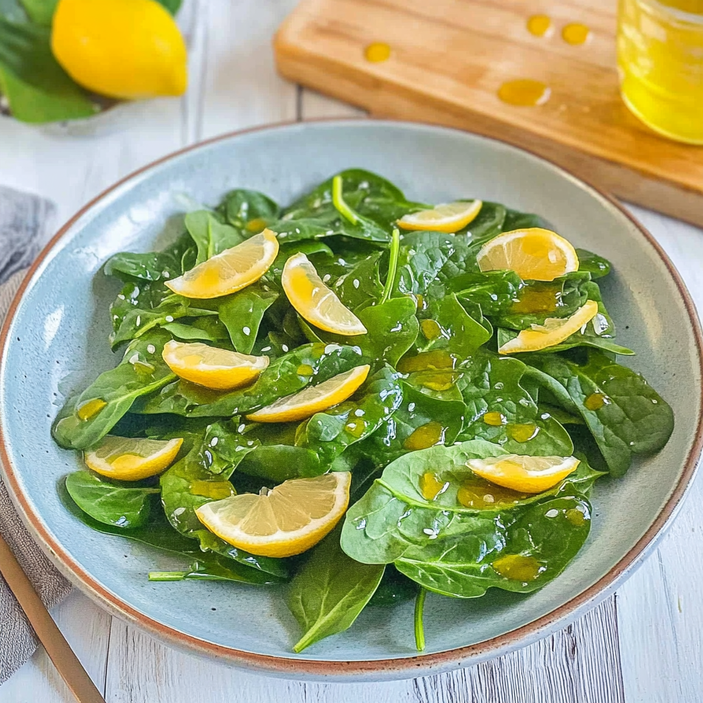 Recipe preparation for Lemon Dijon Dressing Baby Spinach Salad Recipe