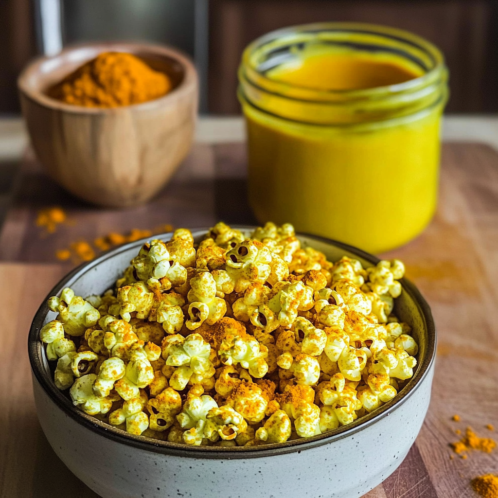 Recipe preparation for Turmeric Popcorn