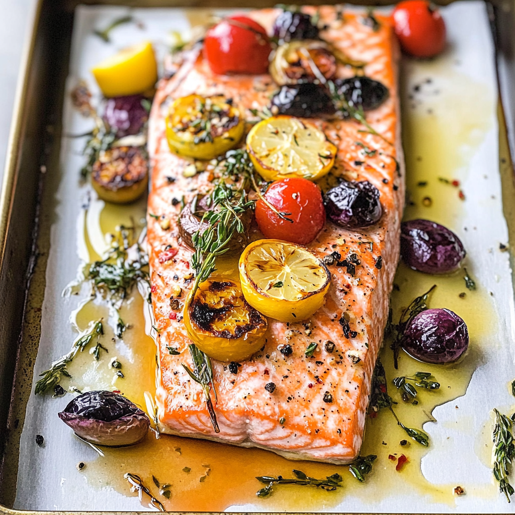 Recipe preparation for Mediterranean salmon