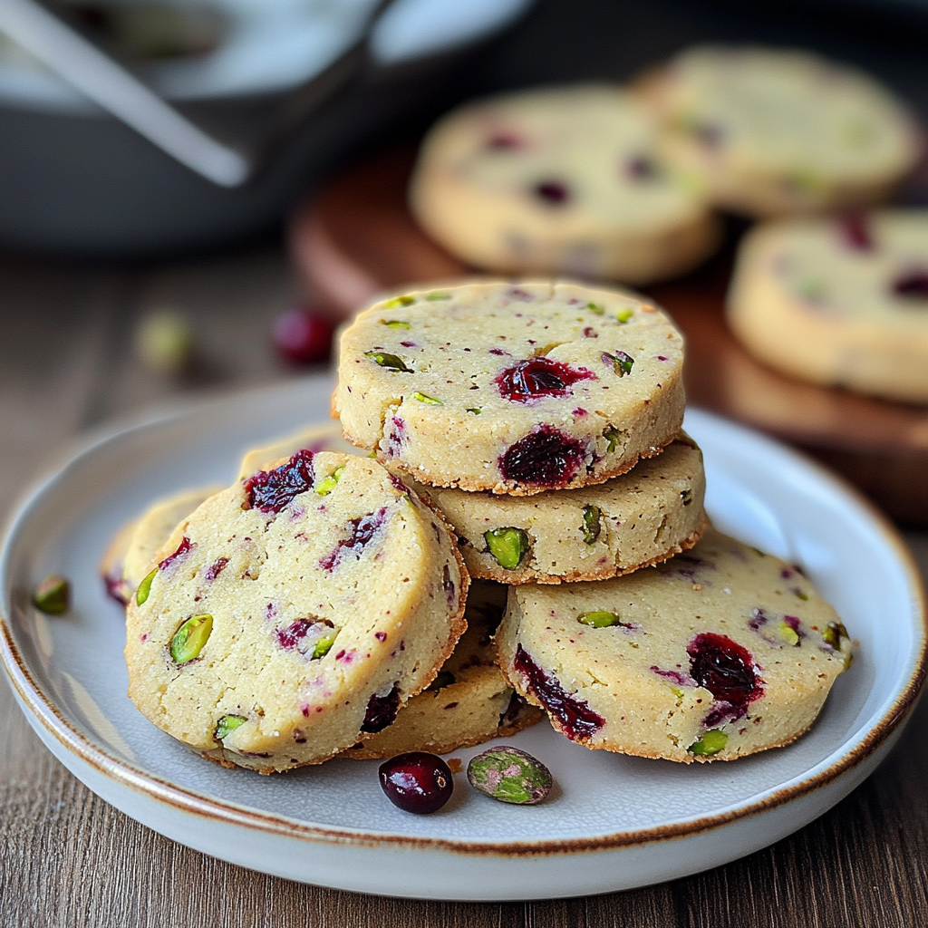 Recipe preparation for Cranberry Pistachio Shortbread Cookies