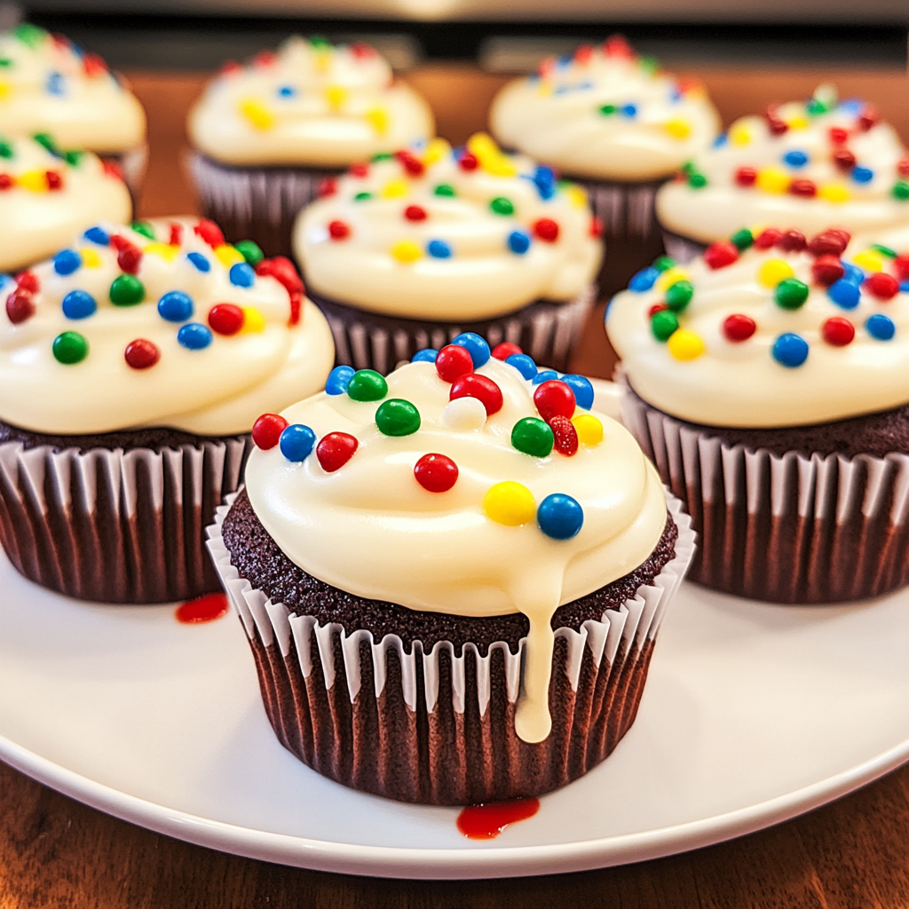 Recipe preparation for Holiday Lights Cupcakes