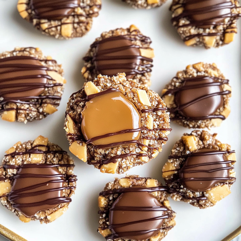 Recipe preparation for Turtle Thumbprint Cookies